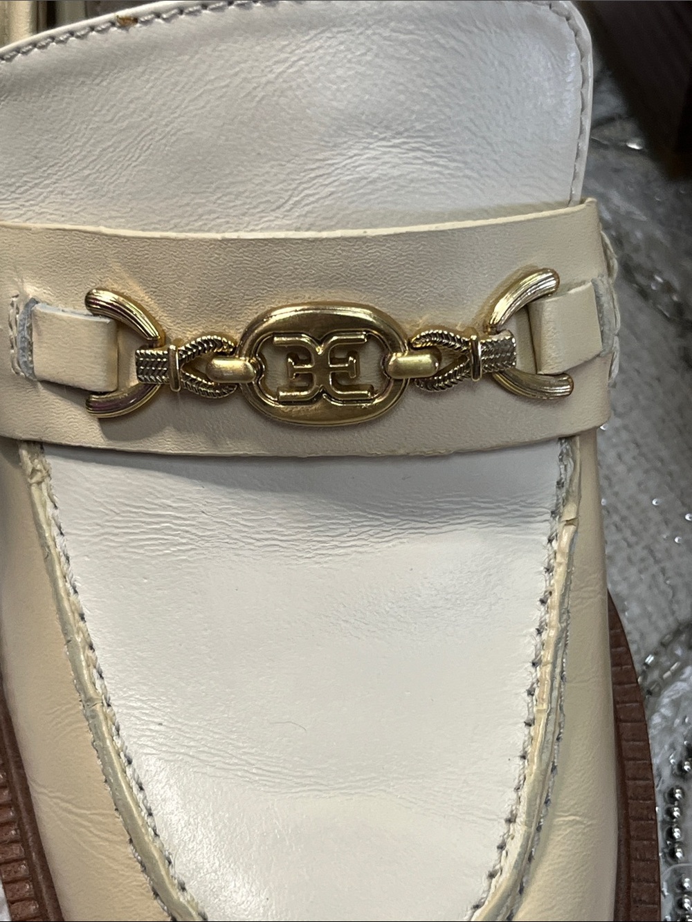 Sam Edelman Quincy Ivory Leather Horsebit Loafers Size 8M Block Heel - Picture 4 of 14